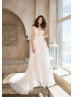 Ivory 3D Lace Tulle V Back Fairytale Wedding Dress